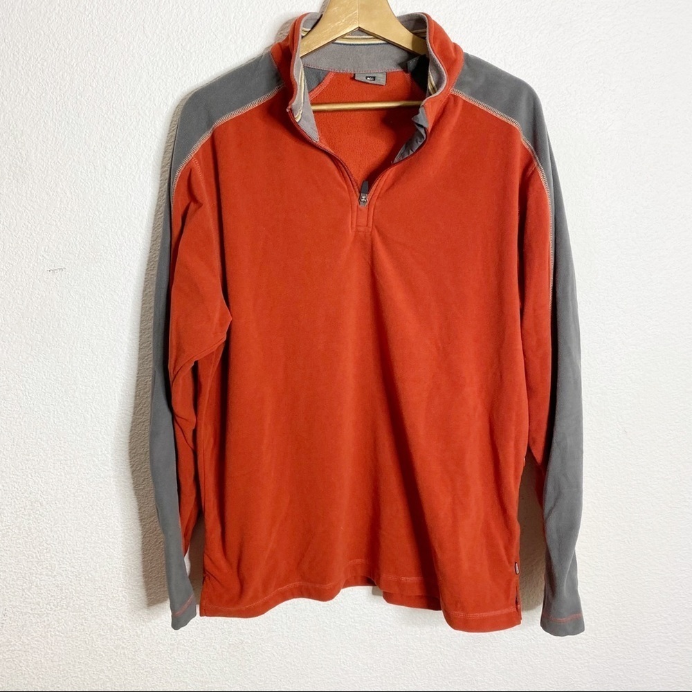 REI- Men’s Orange/Grey Fleece Quarter Zip Size M